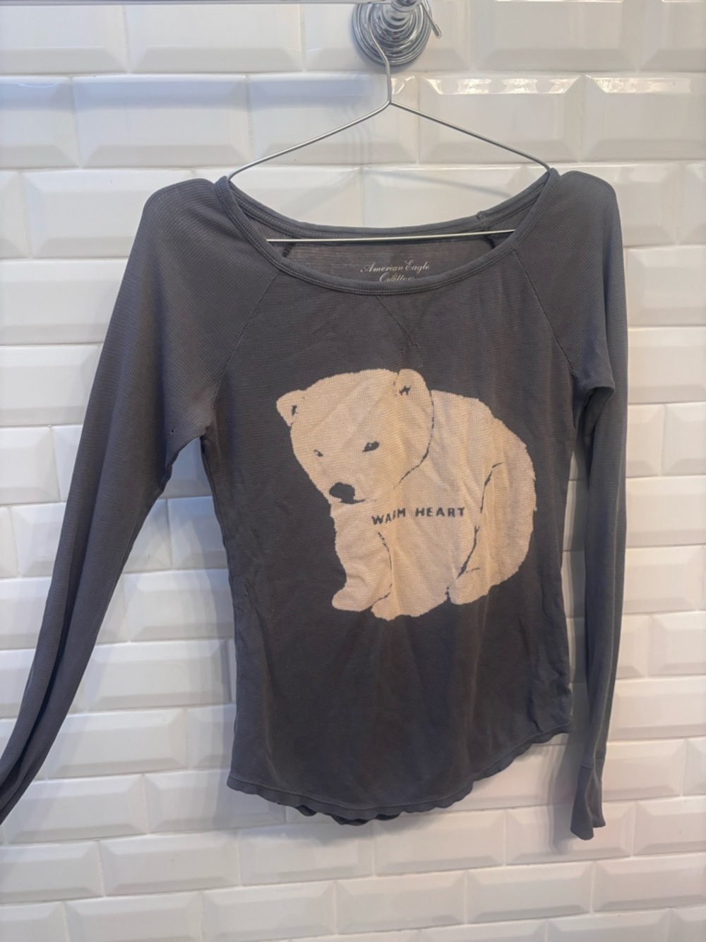 American Eagle Outfitters Charcoal Thermal Top